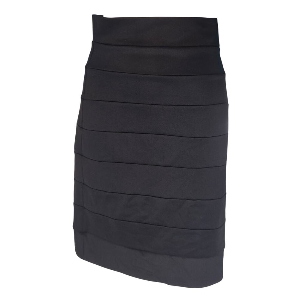 Chocolate USA Black Tiered Bandage Skirt Pleated Bodycon Mini Skirt Medium